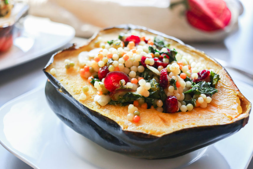 Super Easy Vegan - Friendly Couscous and Kale stuffed Acorn Squash