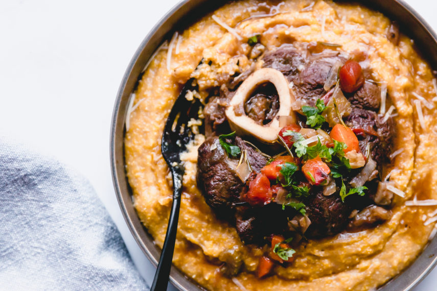 Beef Shank Osso Bucco Over Bed Of Polenta