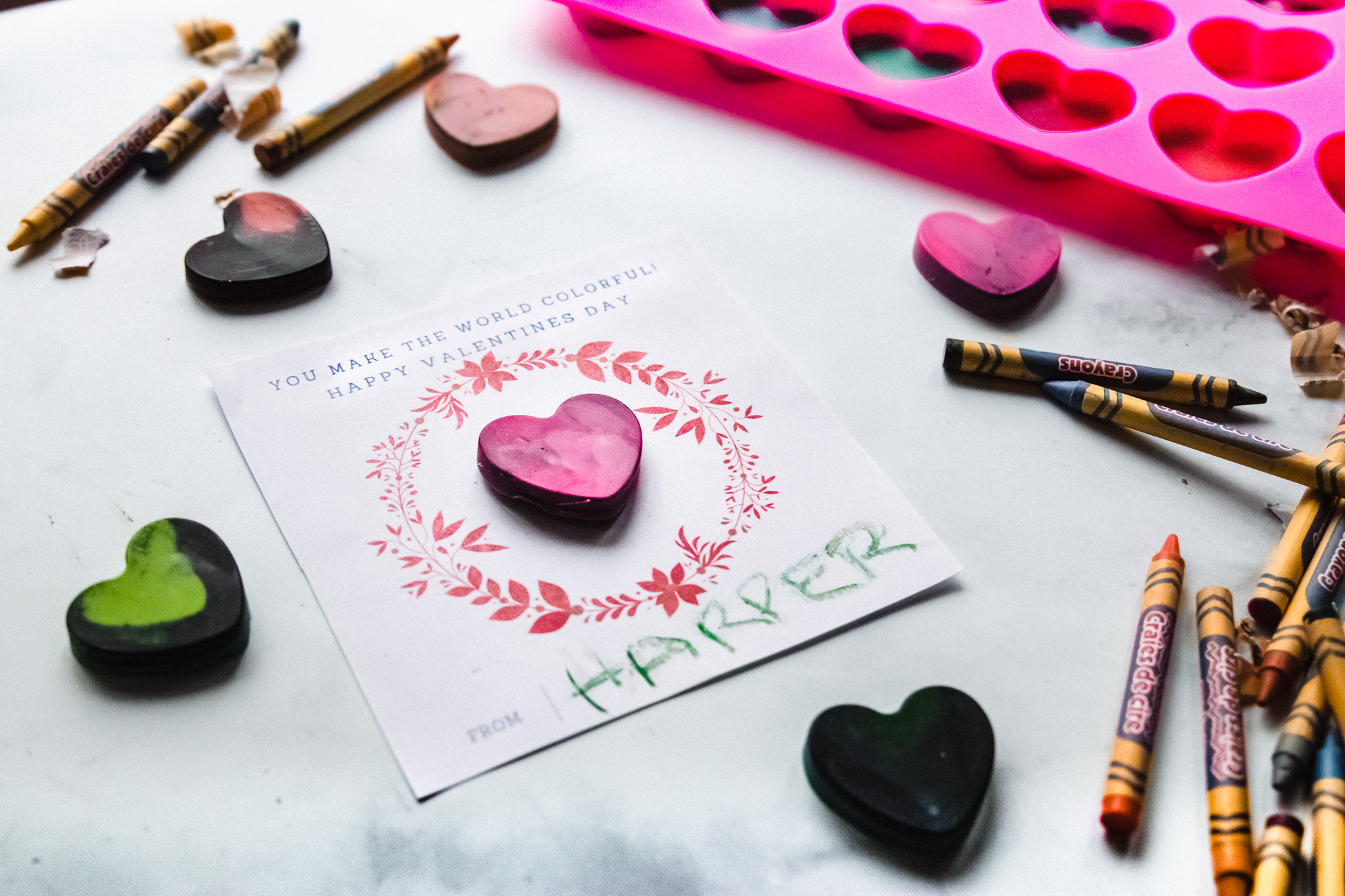 Just Jen: Crayon Heart Valentines