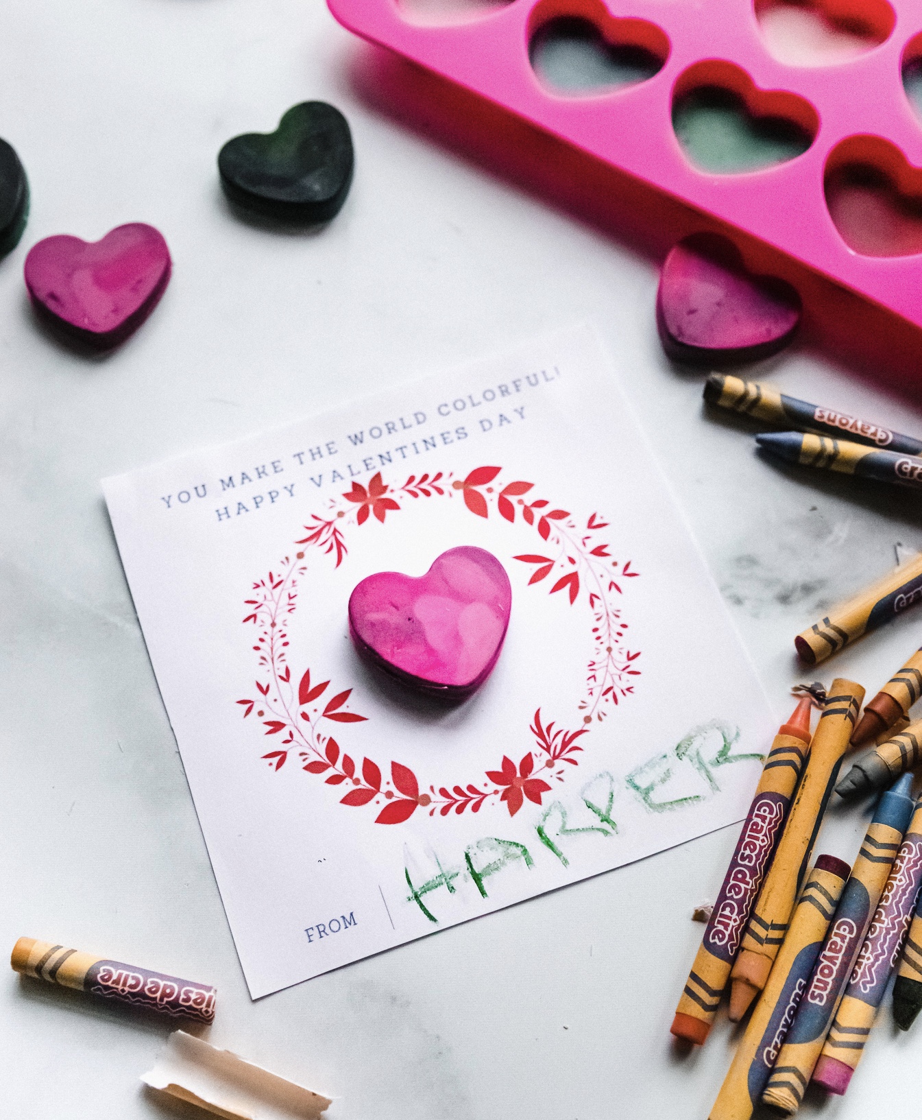 How to make DIY heart shaped crayon Valentine's Day cards | Rosalynn ...