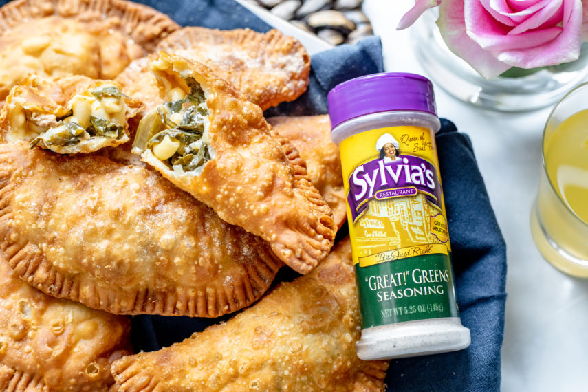 Soul food Fried Empanadas with Sylvial's soul food great greens seasoning