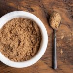 DIY Pumpkin Spice Blend in marble bowl with little spoon