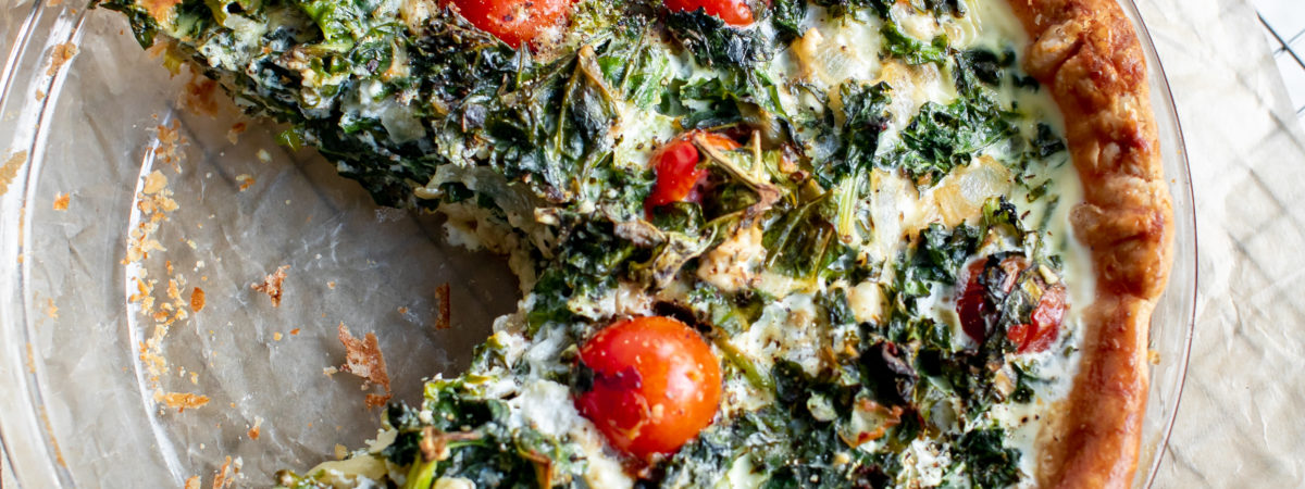 Egg White Quiche with Kale, Tomatoes, and Feta