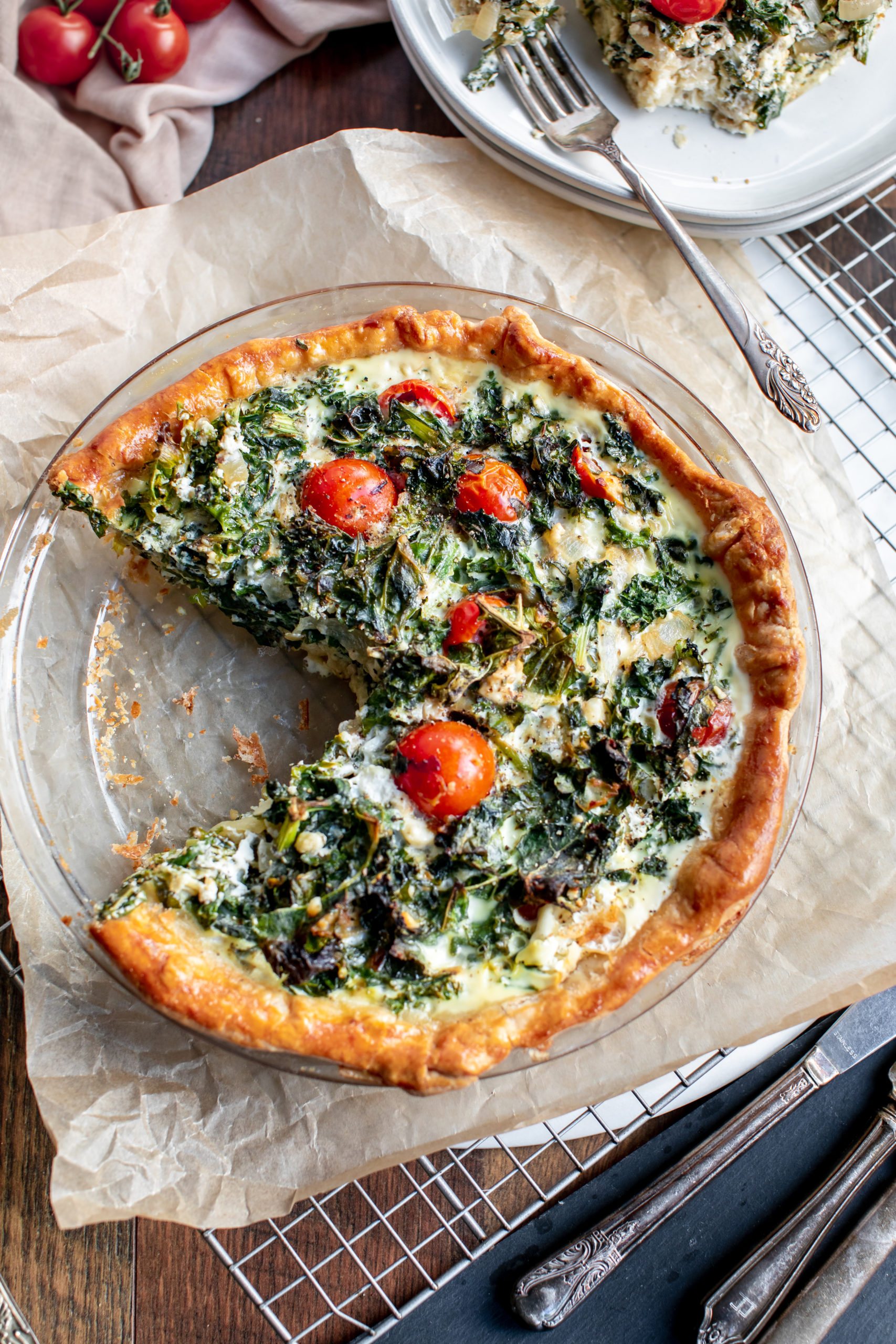 Egg White Quiche with Kale, Tomatoes, and Feta | Rosalynn Daniels