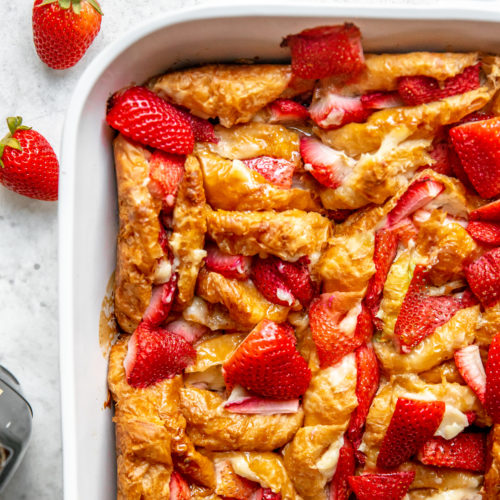 Strawberry Croissant Breakfast Casserole | Rosalynn Daniels